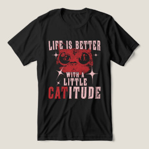Camiseta Triblenda Diseño de citas gatas "Catitude" para amantes de l