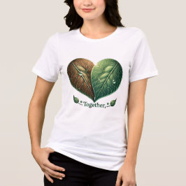 Camiseta Triblenda Diseño de Corazón de Hojas Juntos
