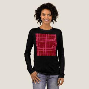 Camiseta Triblenda Diseño de Cuadro de Cuadrícula de Cuadros Rosa Gra