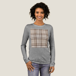 Camiseta Triblenda Diseño de cuadros escoceses en tono tierra neutro