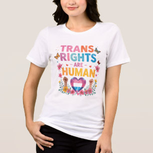 Camiseta Triblenda Diseño de Derechos Trans son Derechos Humanos