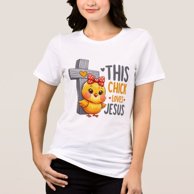 Camiseta Triblenda Diseño de fe cristiana de polluelo lindo (Anverso)