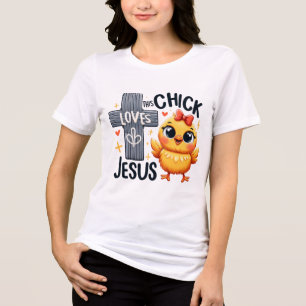 Camiseta Triblenda Diseño de fe cristiana de polluelo lindo