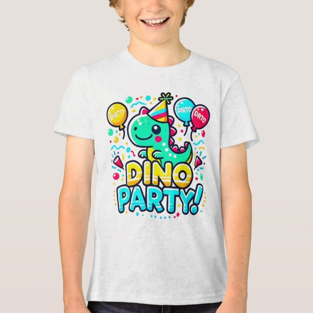 Camiseta Triblenda Diseño de Fiesta Dino Divertido - Perfecto para lo (Anverso)
