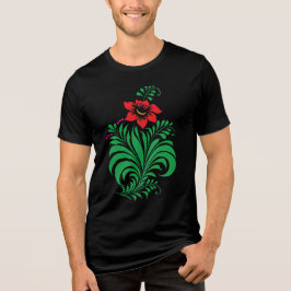 Camiseta Triblenda Diseño de Flor Ornamental – Elegante