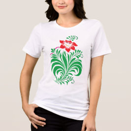 Camiseta Triblenda Diseño de Flor Ornamental – Elegante