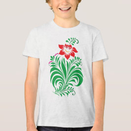 Camiseta Triblenda Diseño de Flor Ornamental – Elegante