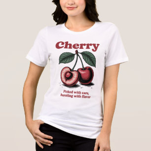 Camiseta Triblenda Diseño de fruta de cerezo ventilado - Picado con c
