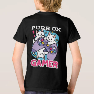 Camiseta Triblenda Diseño De Gato Gamer - Purr En El Arte De Joystick