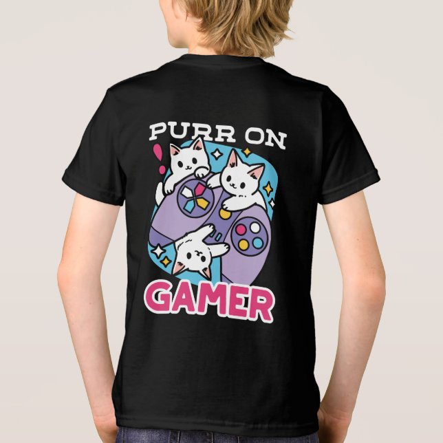 Camiseta Triblenda Diseño De Gato Gamer - Purr En El Arte De Joystick (Reverso )