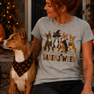 Camiseta Triblenda Diseño de Halloween de Basenjis espeluznantes Base