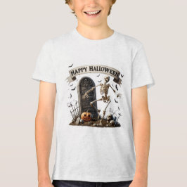 Camiseta Triblenda Diseño de Halloween de esqueleto bailando