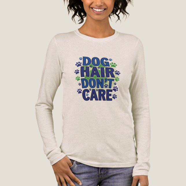 Camiseta Triblenda Diseño de huellas de perros azul, púrpura y verde (Anverso)