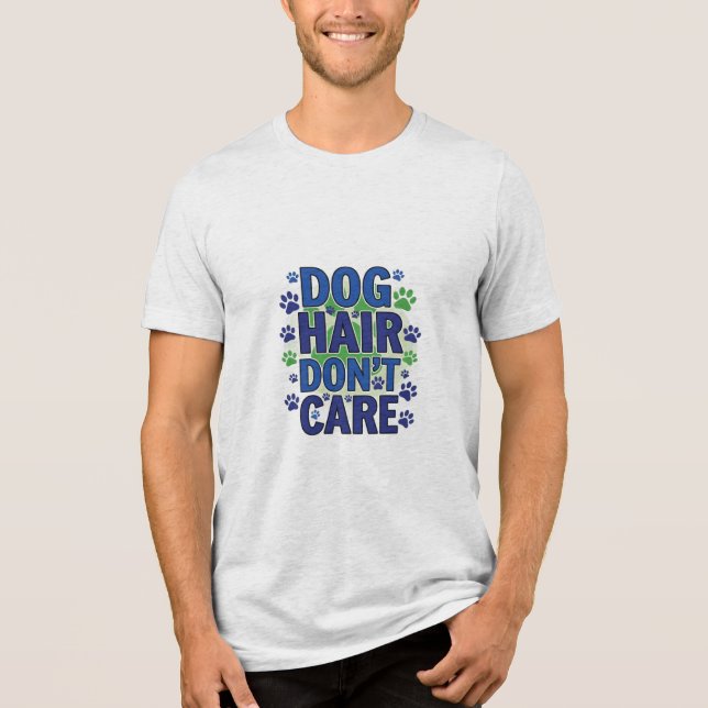 Camiseta Triblenda Diseño de huellas de perros azul, púrpura y verde (Anverso)