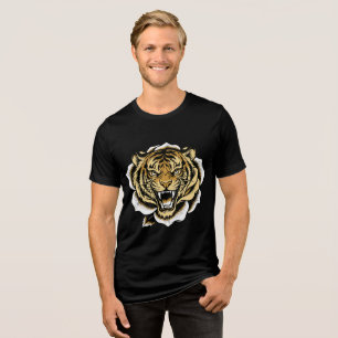 Camiseta Triblenda Diseño de ilustración de tigre rugiente
