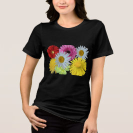 Camiseta Triblenda Diseño de jardín floral mixto colorido en flor