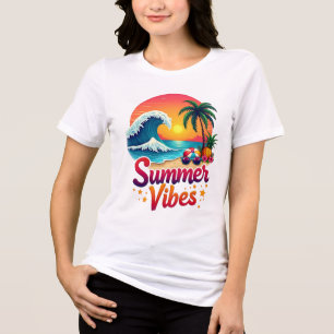 Camiseta Triblenda Diseño de la playa Retro Vibes de Verano - Atardec