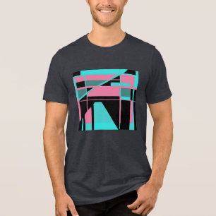 Camiseta Triblenda Diseño de laberinto de resumen negro Verde azulado