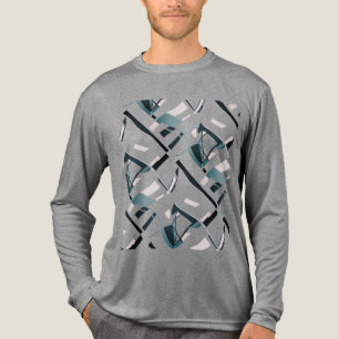 Camiseta Triblenda Diseño de líneas giratorias turquesa azul pizarra 