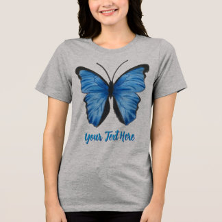 Camiseta Triblenda Diseño de mariposa azul personalizable