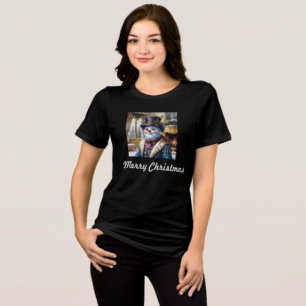 Camiseta Triblenda Diseño de Navidad de Muñeco de Nieve Victoriano