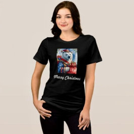 Camiseta Triblenda Diseño de Navidad de Papá Noel Oso Polar