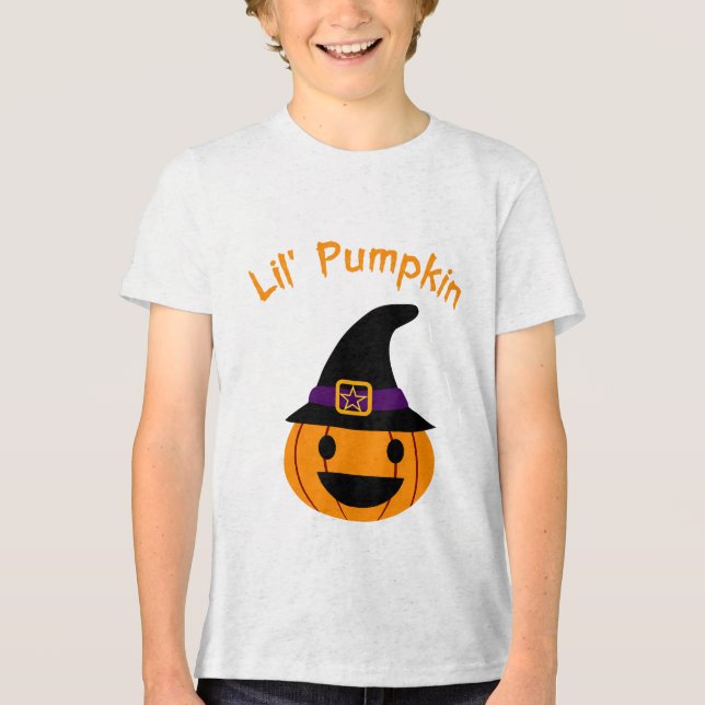 Camiseta Triblenda Diseño de niños de Halloween con calabaza Lil - Ca (Anverso)