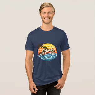 Camiseta Triblenda Diseño de nombre con puesta de sol retro Mark