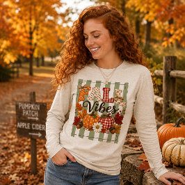 Camiseta Triblenda Diseño de Otoño en un Fondo de Rayas