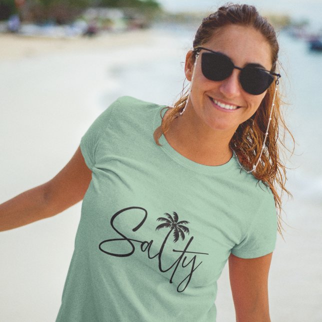 Camiseta Triblenda Diseño de paletas saladas (Salty Palm Design Tri-Blend Shirt (4 Her))