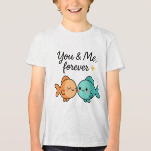 Camiseta Triblenda Diseño de Pareja de Pescado Cuaderno de Tu y Yo