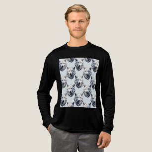 Camiseta Triblenda Diseño de patrón de cabeza de lobo blanco