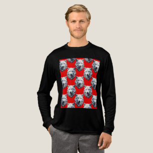 Camiseta Triblenda Diseño de patrón de cabeza de lobo blanco - rojo