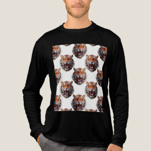 Camiseta Triblenda Diseño de patrón de cabeza de tigre - Blanco