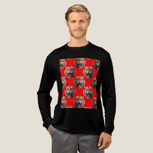 Camiseta Triblenda Diseño de patrón de cabeza de tigre rojo
