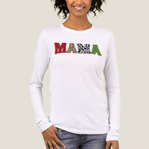 Camiseta Triblenda Diseño de patrón de cuadros de Mama Christmas