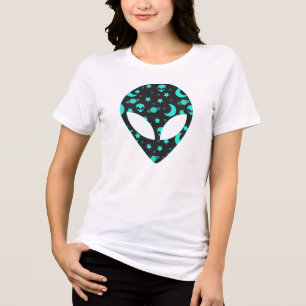 Camiseta Triblenda Diseño de Patrón de Espacio de Cabeza Alienigena