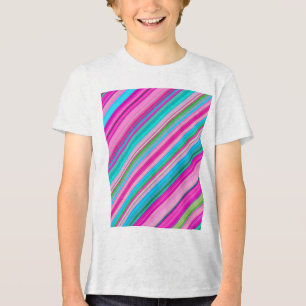 Camiseta Triblenda Diseño de patrón de franja de arcoíris vibrante