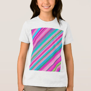 Camiseta Triblenda Diseño de patrón de franja de arcoíris vibrante