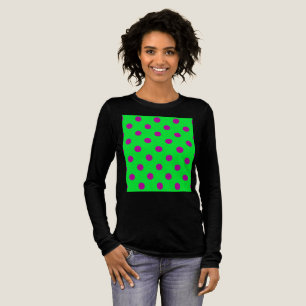 Camiseta Triblenda Diseño de patrón de lunares púrpura sobre verde