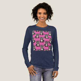Camiseta Triblenda Diseño de patrón de mapache rosa