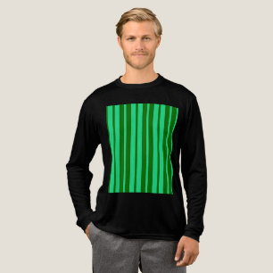 Camiseta Triblenda Diseño de Patrón de Rayas Elegantes Verdes Lindas