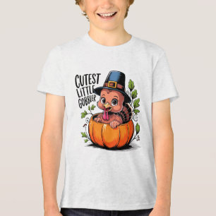 Camiseta Triblenda Diseño de pavo bebé más lindo Gobbler