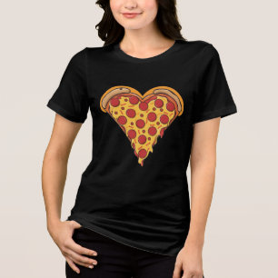 Camiseta Triblenda Diseño de Pepperoni Pizza en Forma de Corazón