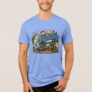 Camiseta Triblenda Diseño de Pesca en Lago Gone Fishing
