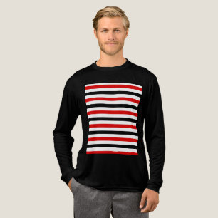 Camiseta Triblenda Diseño de rayas rojas, negras y blancas
