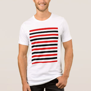 Camiseta Triblenda Diseño de rayas rojas, negras y blancas