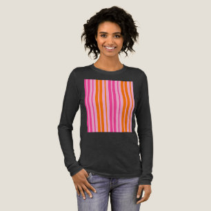 Camiseta Triblenda Diseño de rayas verticales rosa y naranja