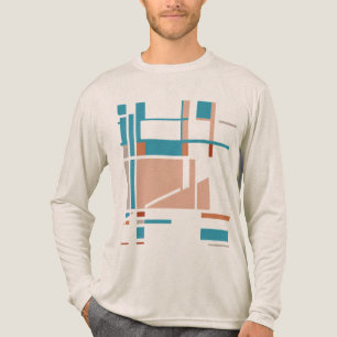 Camiseta Triblenda Diseño de Resumen Geométrico de Coral Aqua Naranja