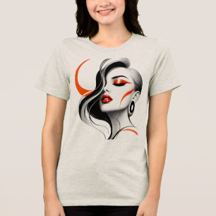 Camiseta Triblenda Diseño de retrato de mujer abstracto de lujo